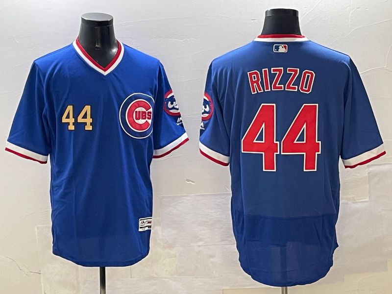 Men Chicago Cubs #44 Rizzo Blue Throwback Elite 2025 Nike MLB Jersey style 6